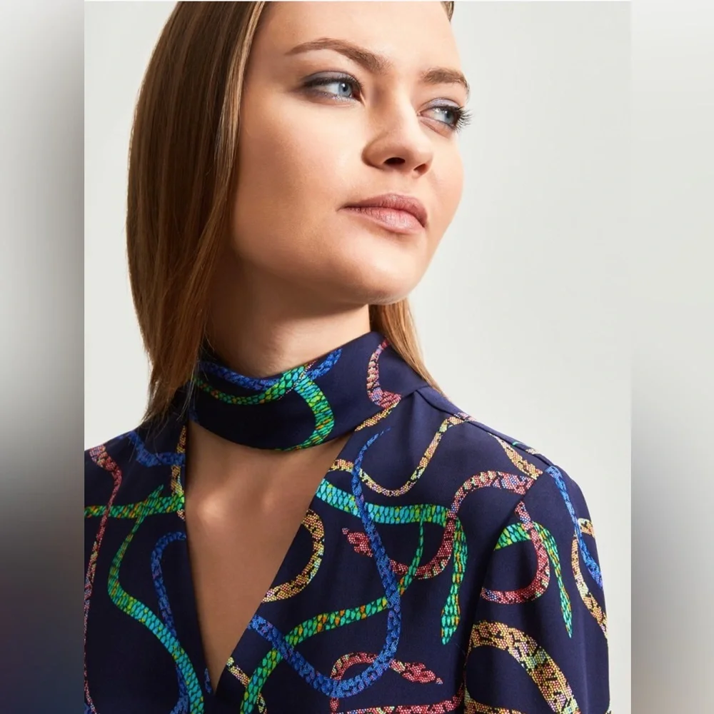 NWT Shanghai Tang-Silk Snake Print Dress in size 4-Darby dress - Picture 3 of 11